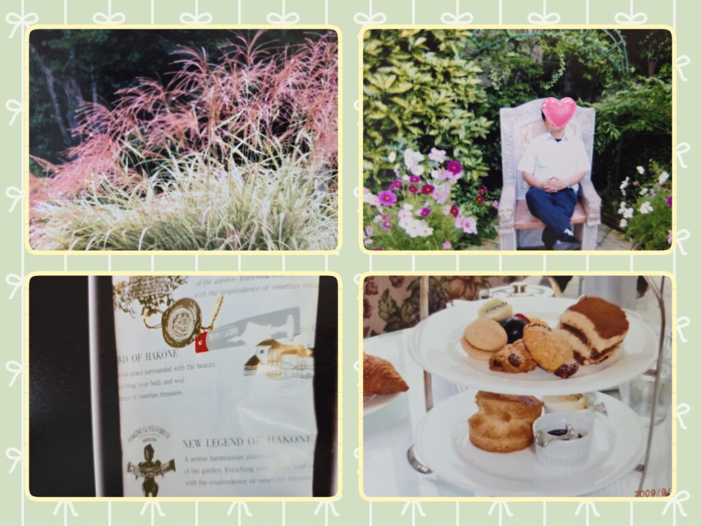 箱根ガラスの森美術館の庭園とカフェでのティータイム。緑に囲まれた空間で展示の余韻を楽しむ。